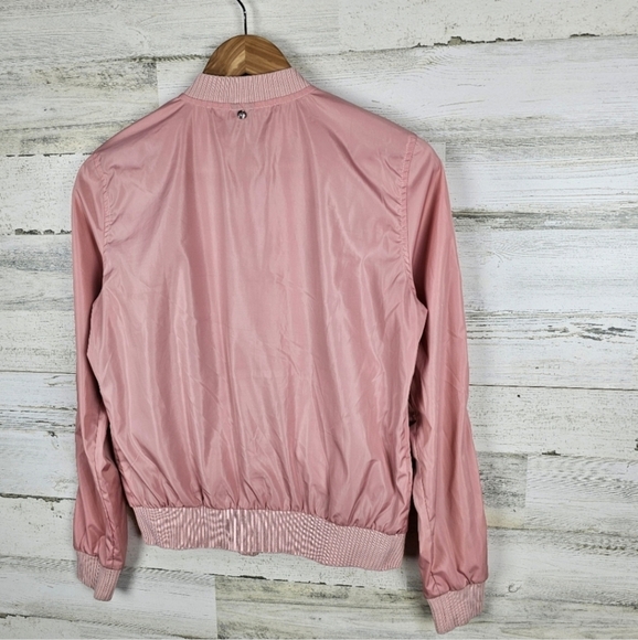 Big John Bomber Jacket Sz Large Pink Zip Front Japanese Ribbed Knit Casual Chic - Picture 5 of 15